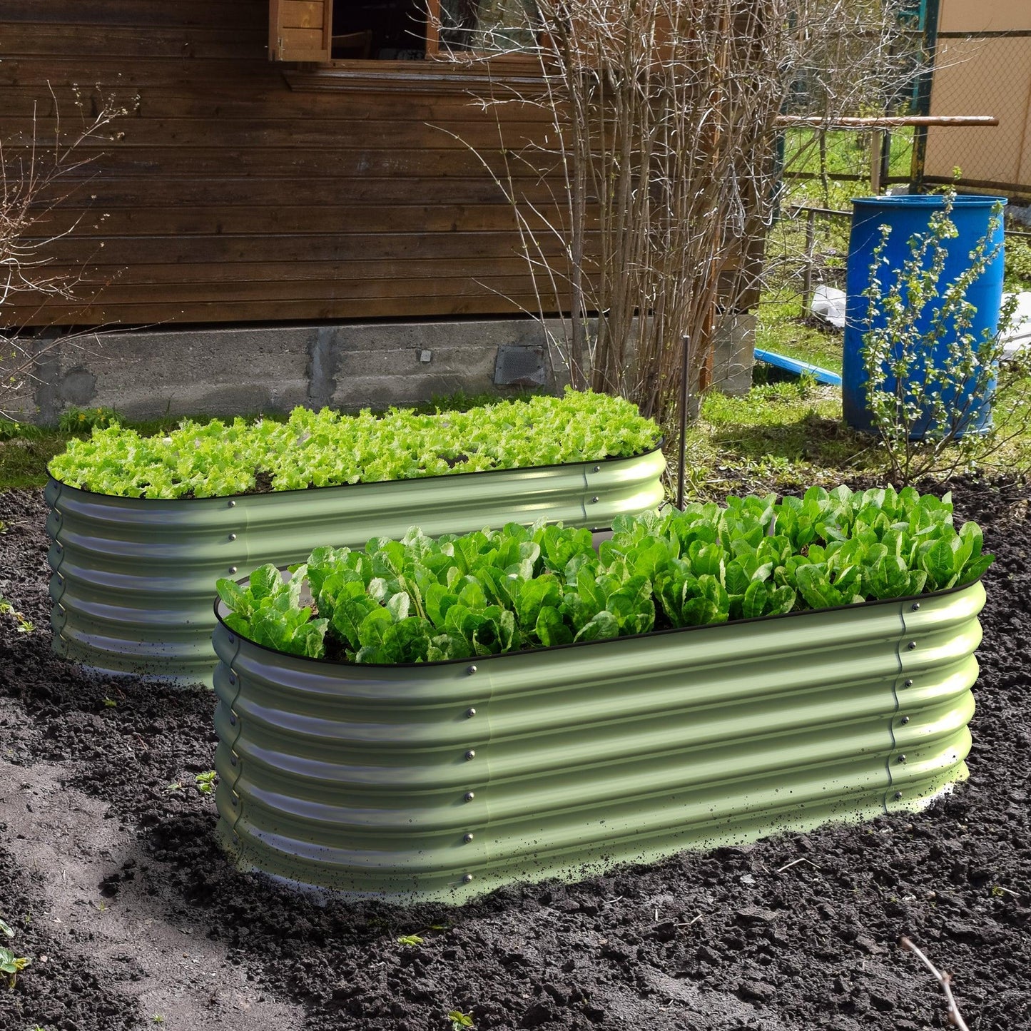 Olle 4-Style Modular Galvanized Raised Garden Beds, Sage Green [Build 1 of 4 Configurations]