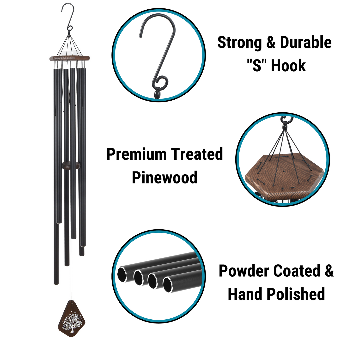 55" Large Deep Tone Memorial Wind Chimes, Sympathy Gift For Loss of Loved One - Tuned For Warmth