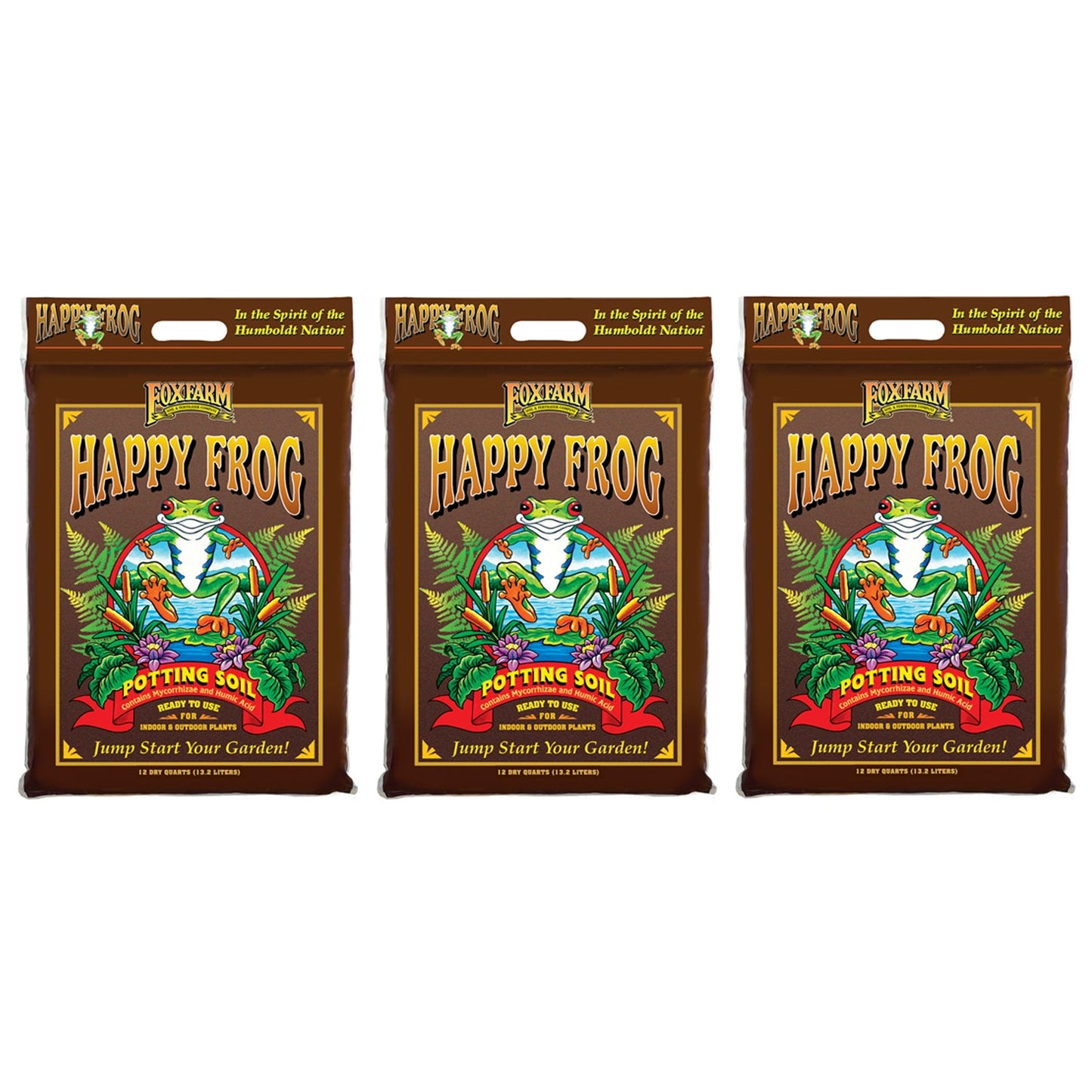 FoxFarm Happy Frog Nutrient Rapid Growth Garden Potting Soil, 12 quart (3 Pack)