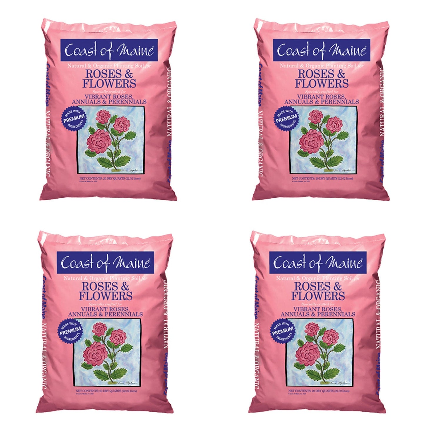 Coast of Maine Organic Natural Rose and Flower Potting Soil, 20 Qt Bag (4 Pack)