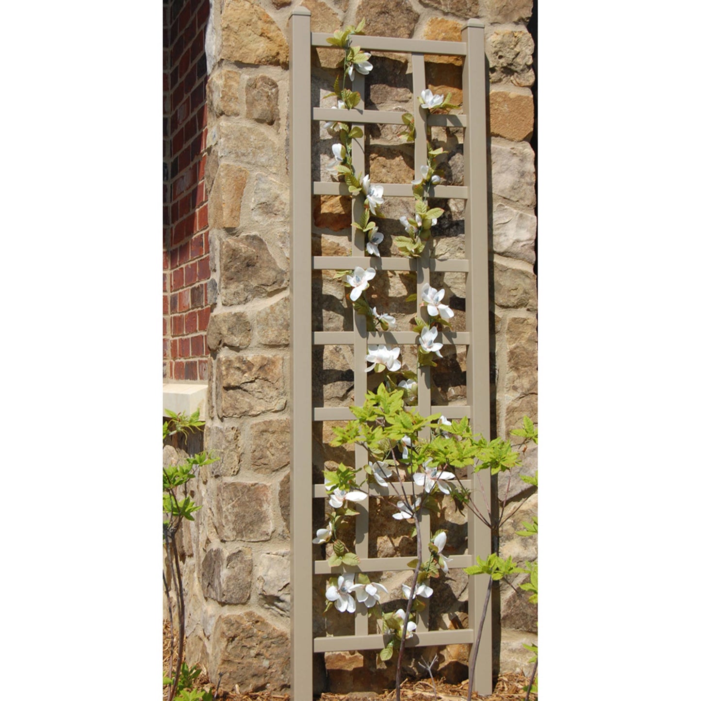 Dura-Trel Elmwood 22 by 75 Inch Indoor Outdoor Garden Trellis w/Ground Anchors, Plant Support for Vines, Climbing Plants, Flowers, & Vegetables, Mocha