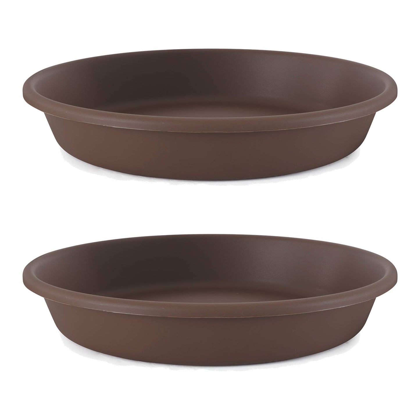 The HC Companies Classic 21" Deep Plastic Round Plant Pot Saucer, Brown (2 Pack)