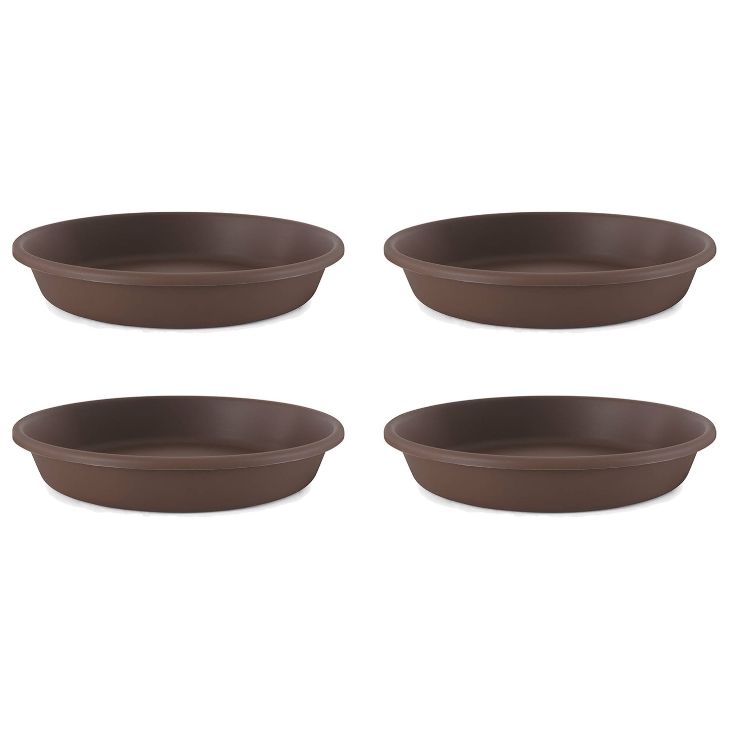 The HC Companies Classic 21" Deep Plastic Round Plant Pot Saucer, Brown (4 Pack)