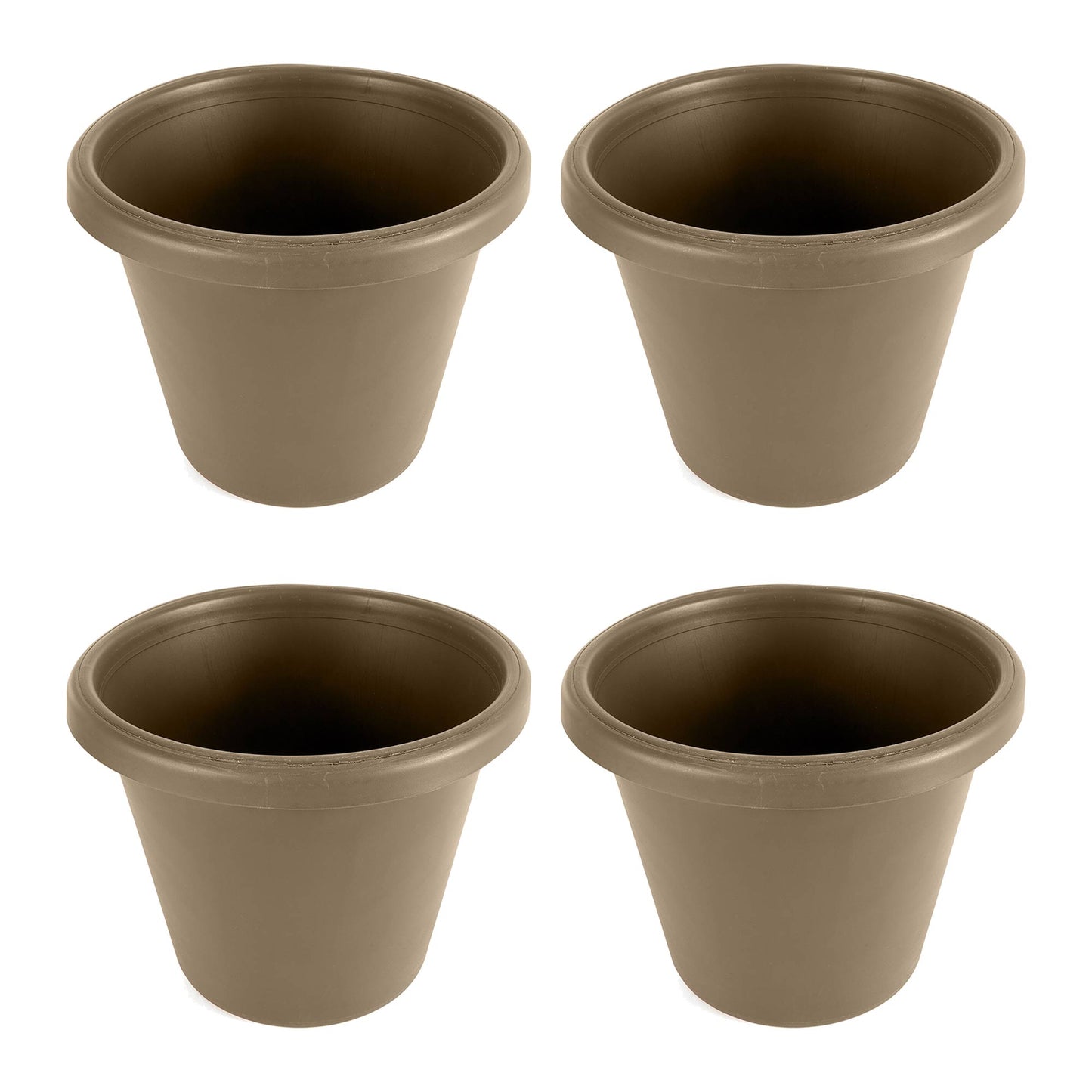 The HC Companies 16 Inch Plastic Classic Flower Pot Planter, Beige (4 Pack)