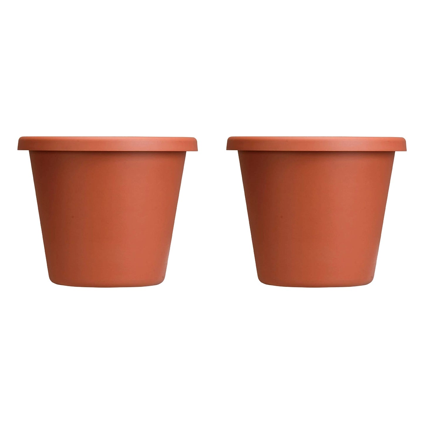 The HC Companies 12 In Plastic Classic Flower Pot Planter, Terra Cotta (2 Pack)