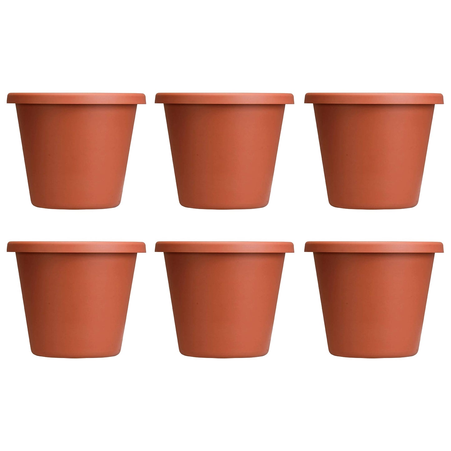 The HC Companies 12 In Plastic Classic Flower Pot Planter, Terra Cotta (6 Pack)