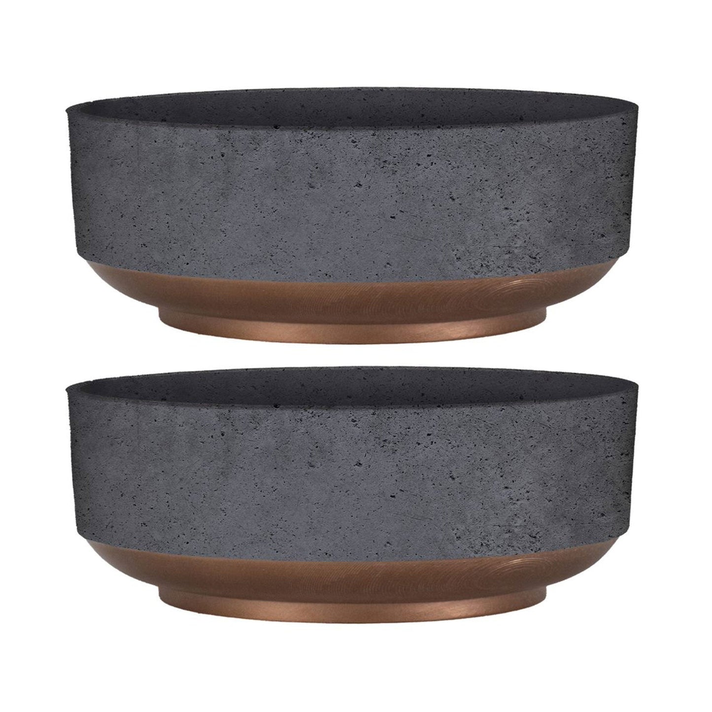 The HC Companies Capri Bowl Succulent Planter, Faux Concrete Copper (2 Pack)