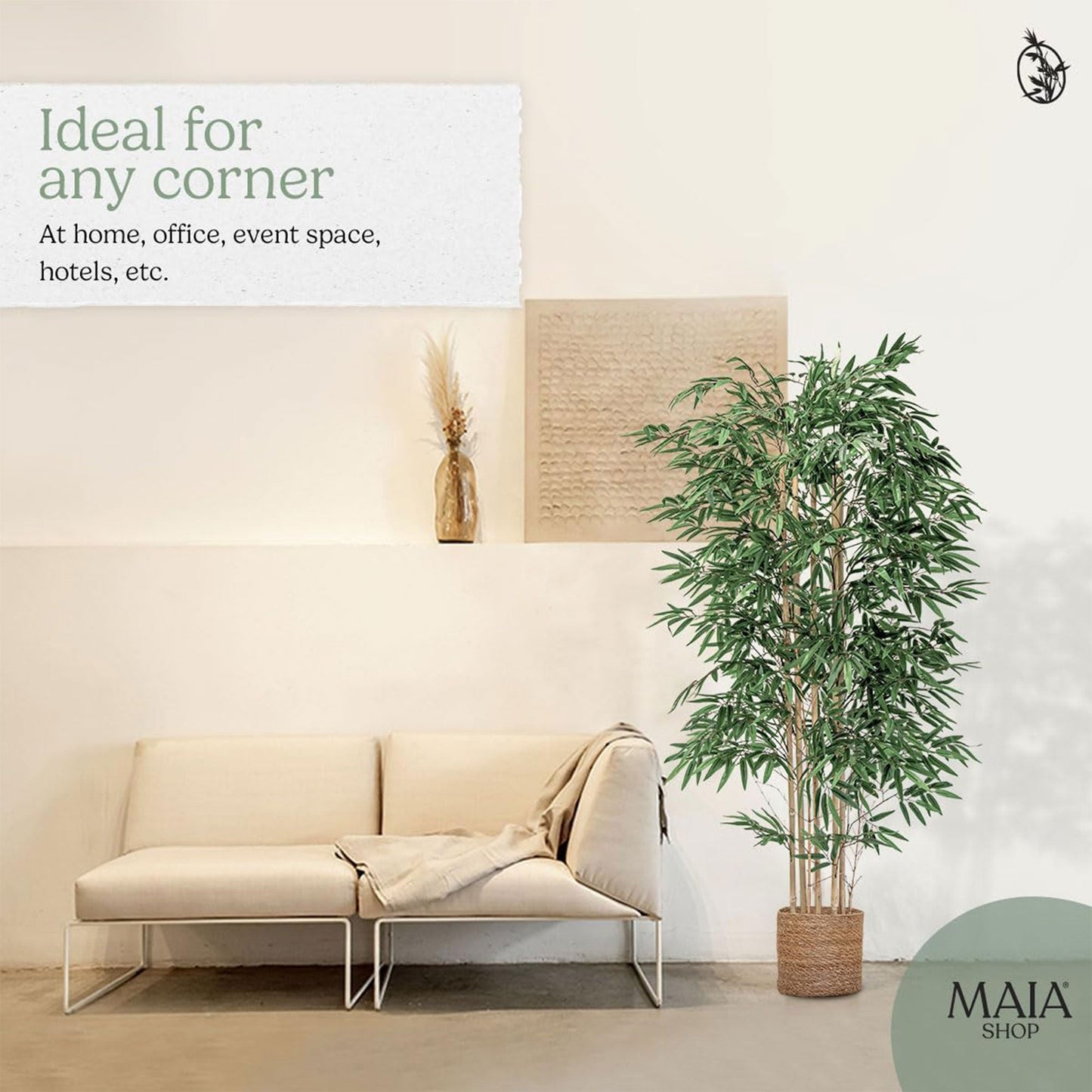 Maia Shop Artificial Bamboo Tree 6 Feet Tall Potted Home Decoration, 71 Inches