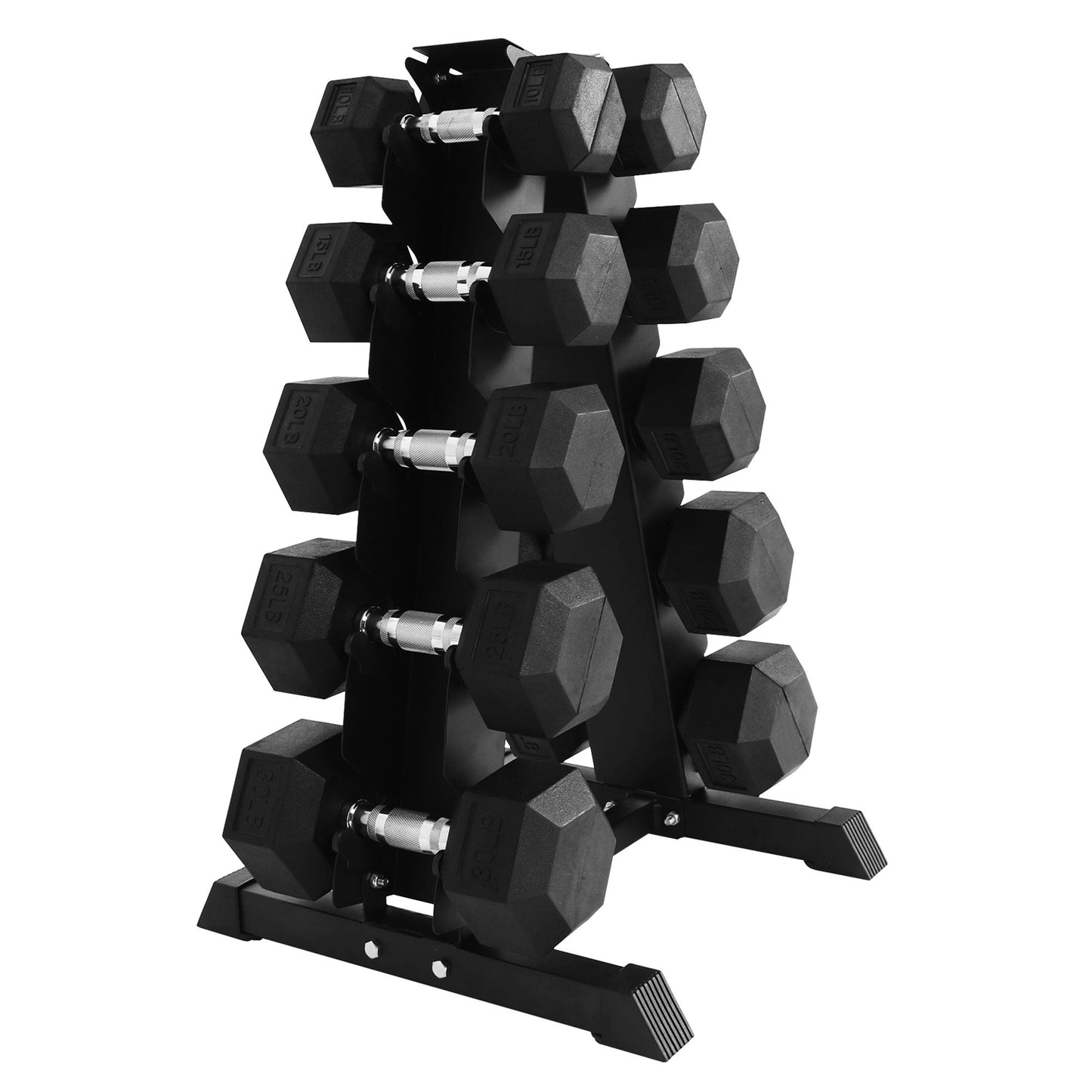 BalanceFrom Signature Alloy Steel 200 lb Rubber Encased Hex Dumbbell Set, Black