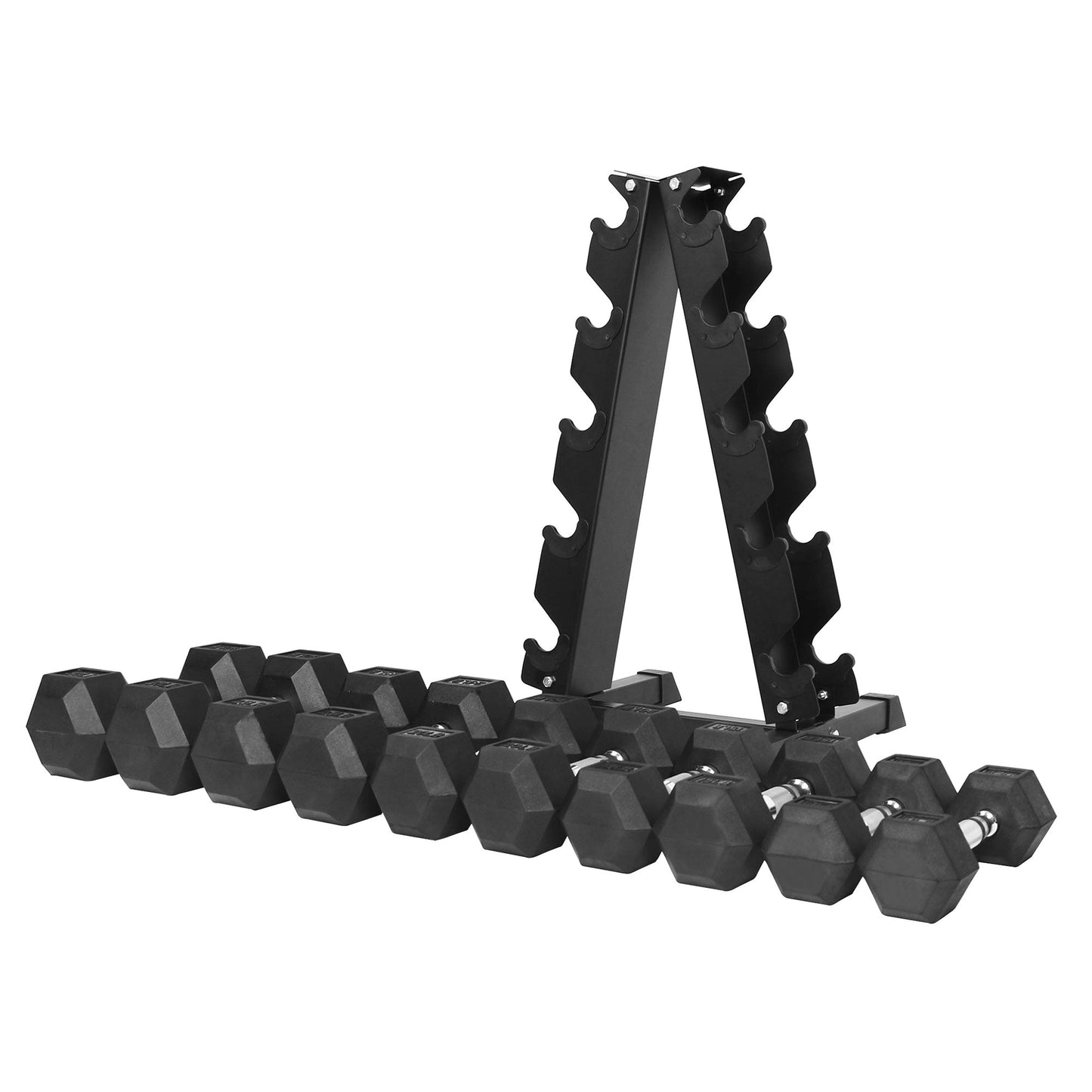 BalanceFrom Signature Alloy Steel 200 lb Rubber Encased Hex Dumbbell Set, Black