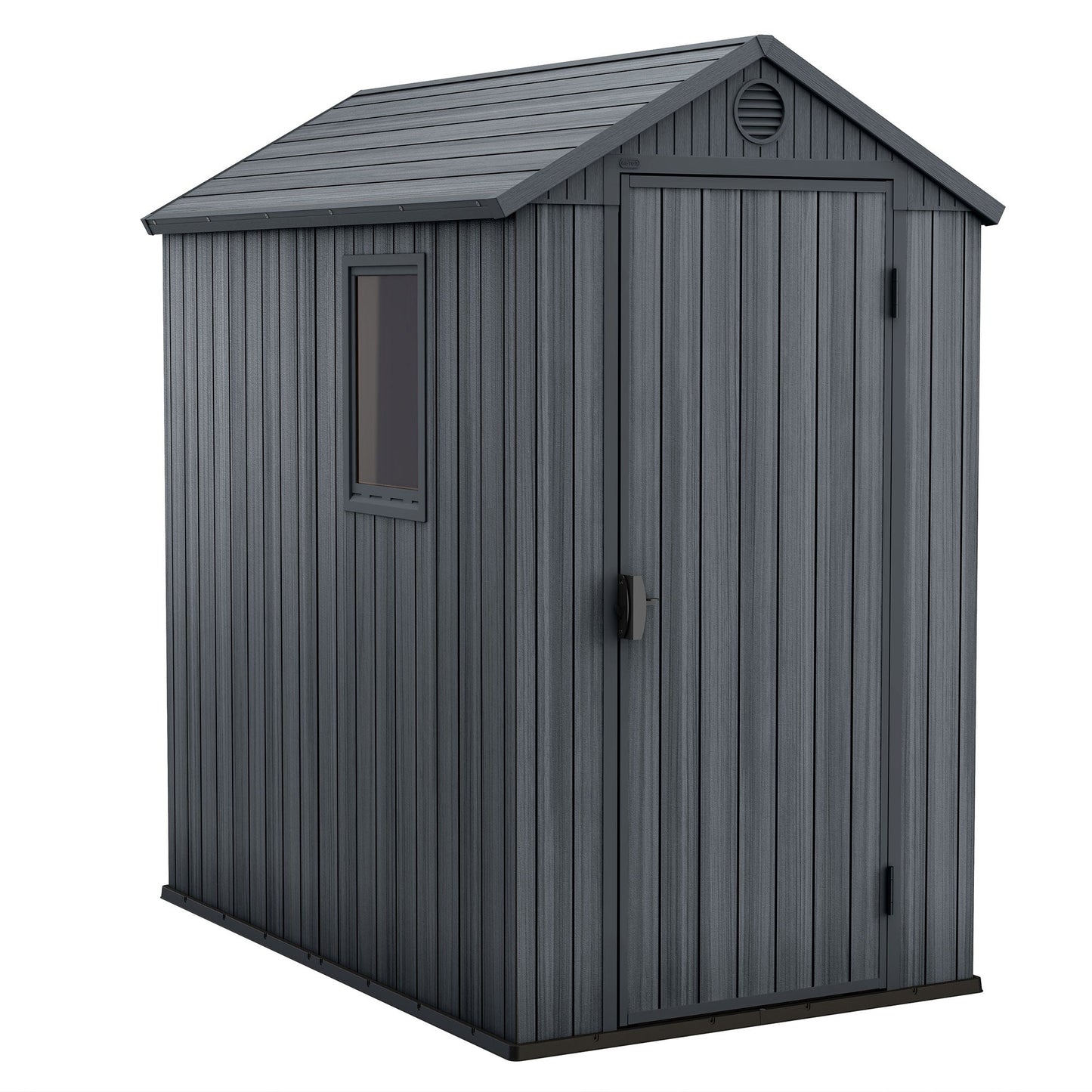 Keter Darwin 4 x 6 Foot Outdoor Garden Storage Shed with 40 Inch Steel Shelf Kit