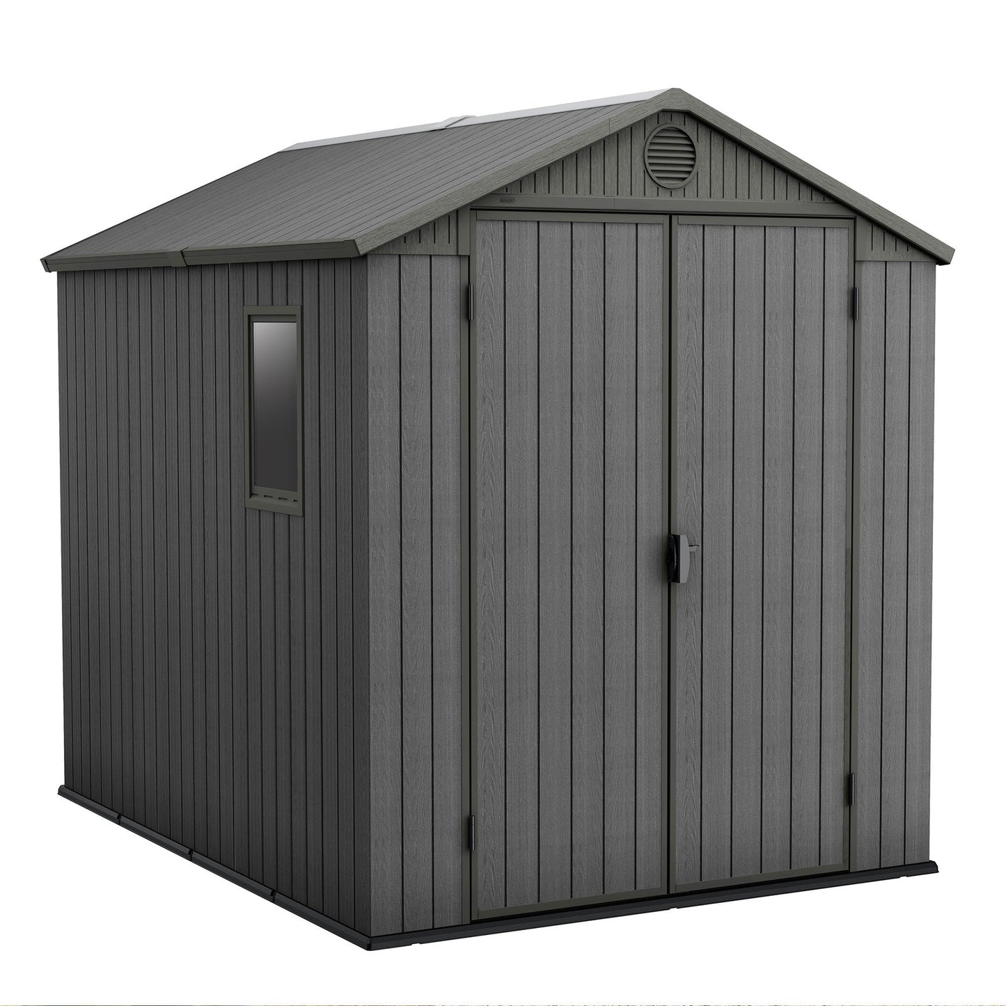 Keter Darwin 6x8 Foot Outdoor Garden Storage Shed with 40 Inch Steel Shelf Kit