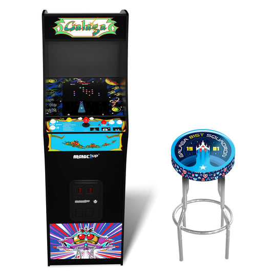 Arcade1Up Galaga Deluxe Arcade Machine Bundled w/ Adjustable Stool Bundle, Black