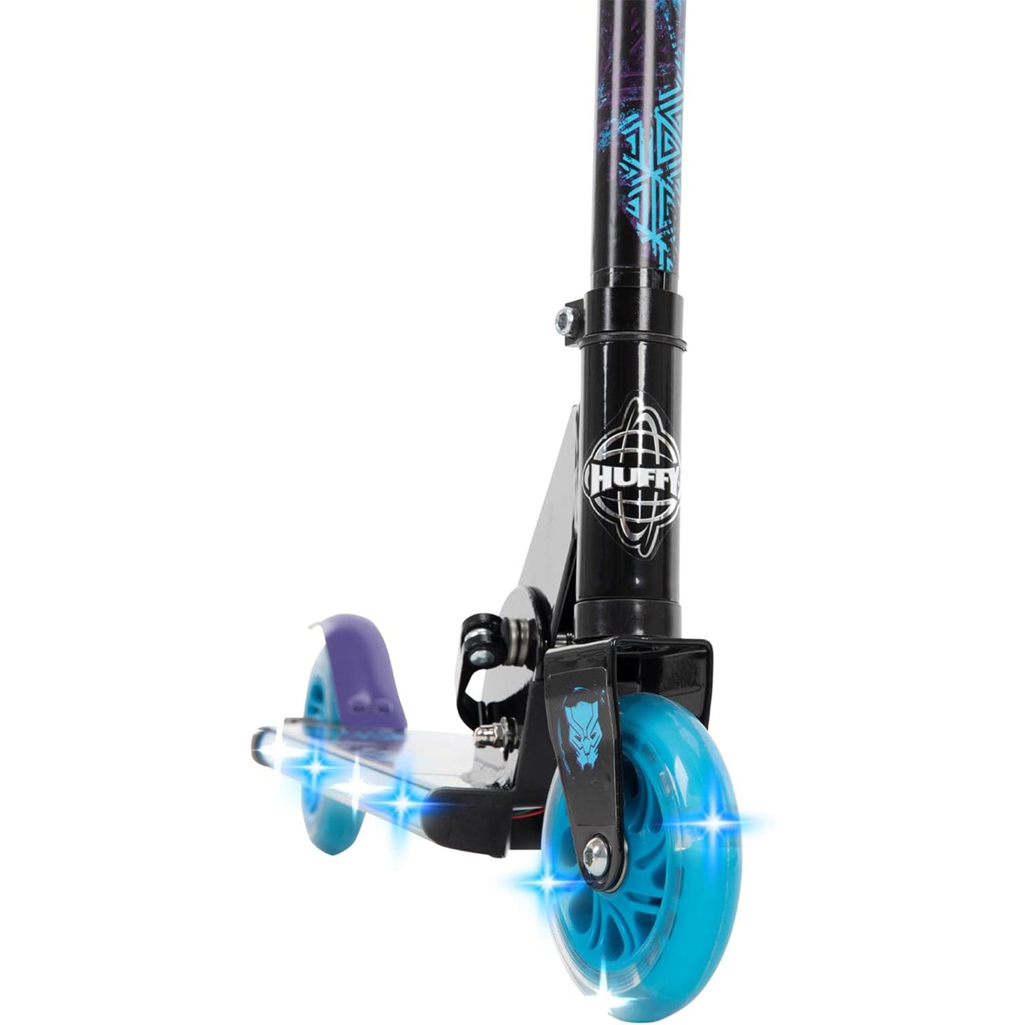 Huffy Marvel Black Panther Electro Light Inline Scooter for Kids, Black/Blue