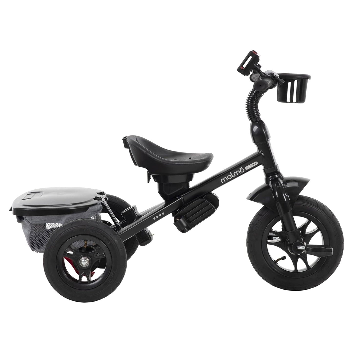 Huffy Malmo Luxe 4 in 1 Canopy Tricycle w/ Push Handle for Toddlers, Gray/Black