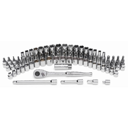 Master Mechanic 60 Piece Mechanics SAE Socket Tool Set, 3/8 Inch Drive Bits