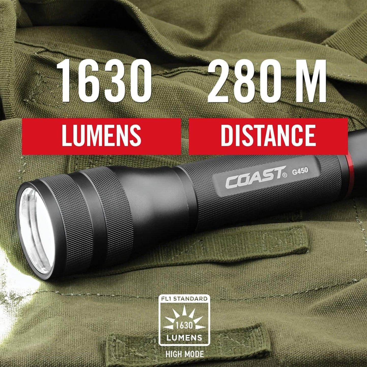 Coast G450 Focusing Flashlight w/Twist Focus & Bulls-Eye Spot Beam Technology