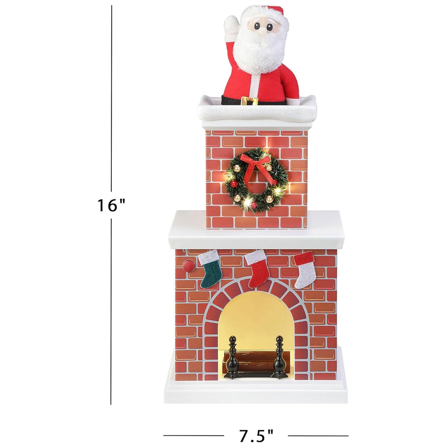 Mr. Christmas 18 Inch Animated Santa in Chimney with LED Lights and Music, White