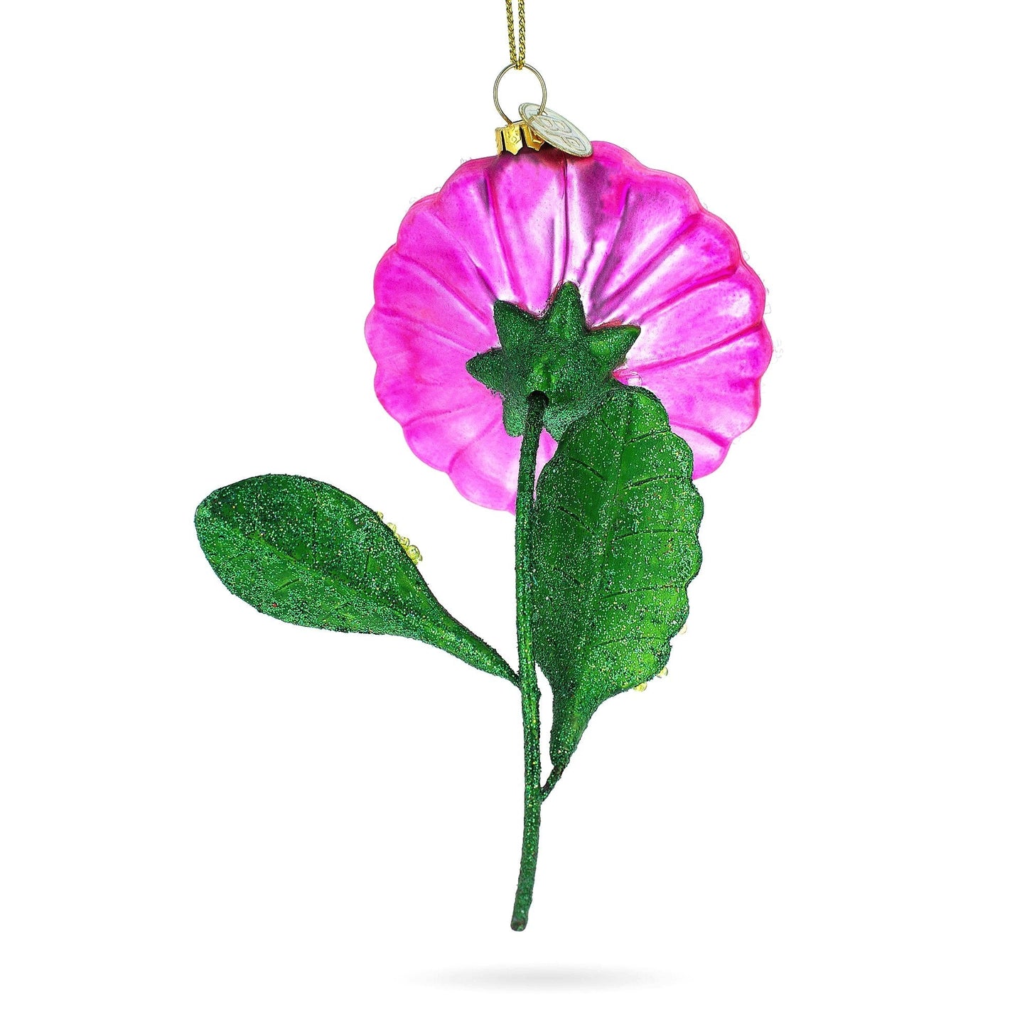 Delicate Pink Flower with Colorful Beads Blown Glass Christmas Ornament