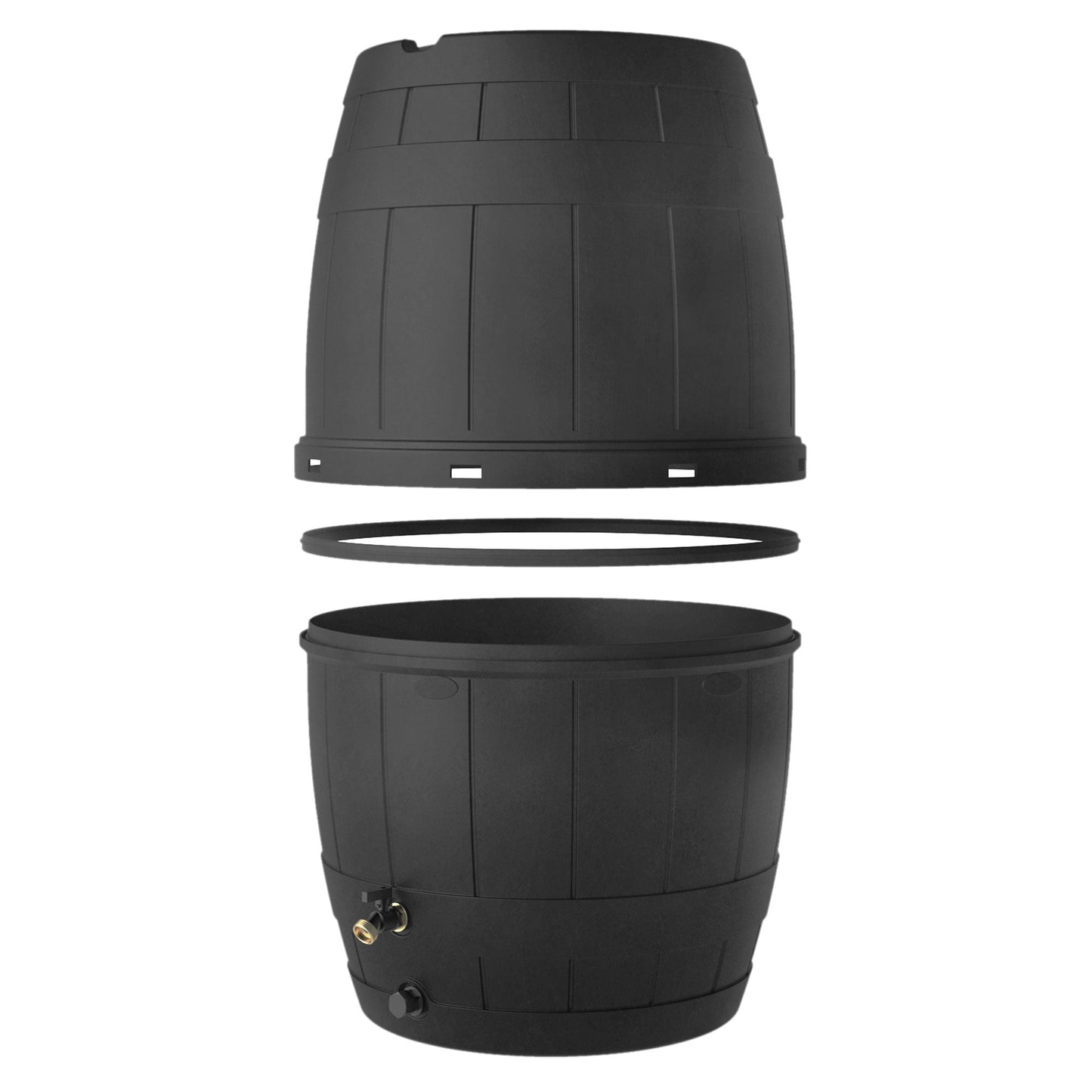 Garden Central Knock Down Rain Barrel w/ Rust Proof Brass Spigot, 39 Gal, Black