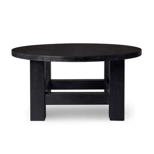 MARCO RUSTIC WOODEN ROUND COFFEE TABLE IN AGED BLACK