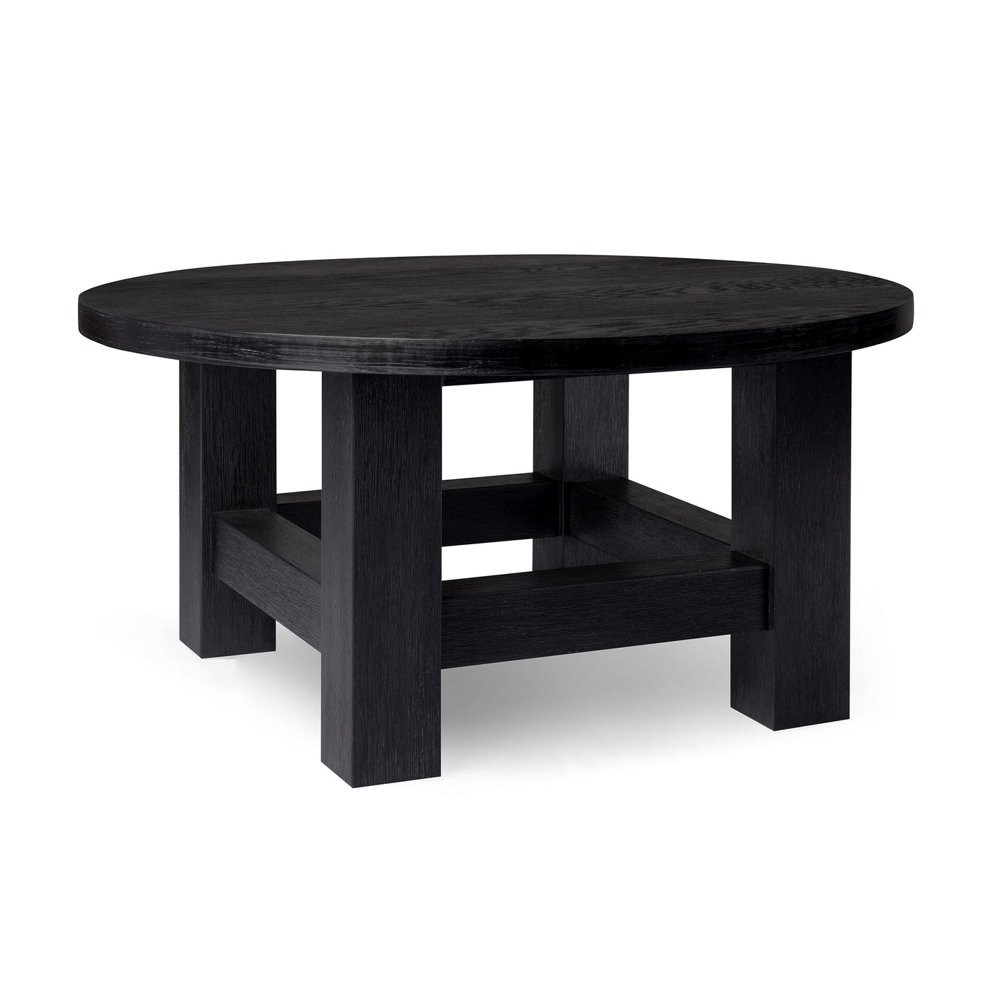 MARCO RUSTIC WOODEN ROUND COFFEE TABLE IN AGED BLACK