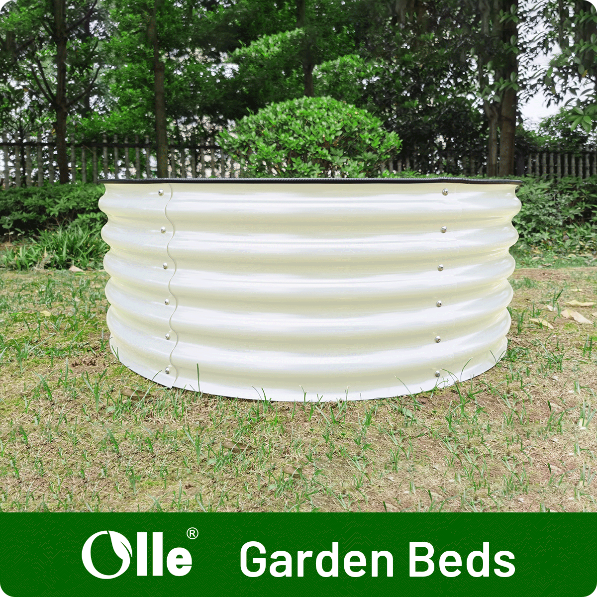 17" Tall x 42" Round Raised Garden Bed, in Ivory