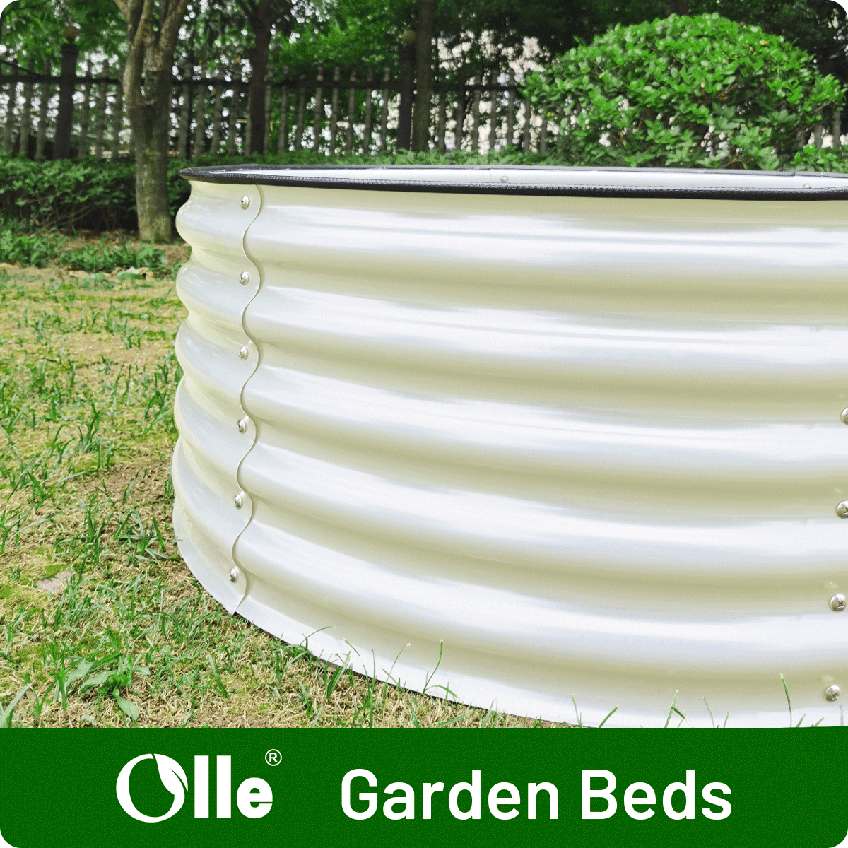 17" Tall x 42" Round Raised Garden Bed, in Ivory