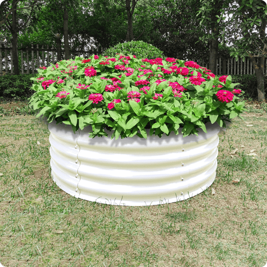 17" Tall x 42" Round Raised Garden Bed, in Ivory