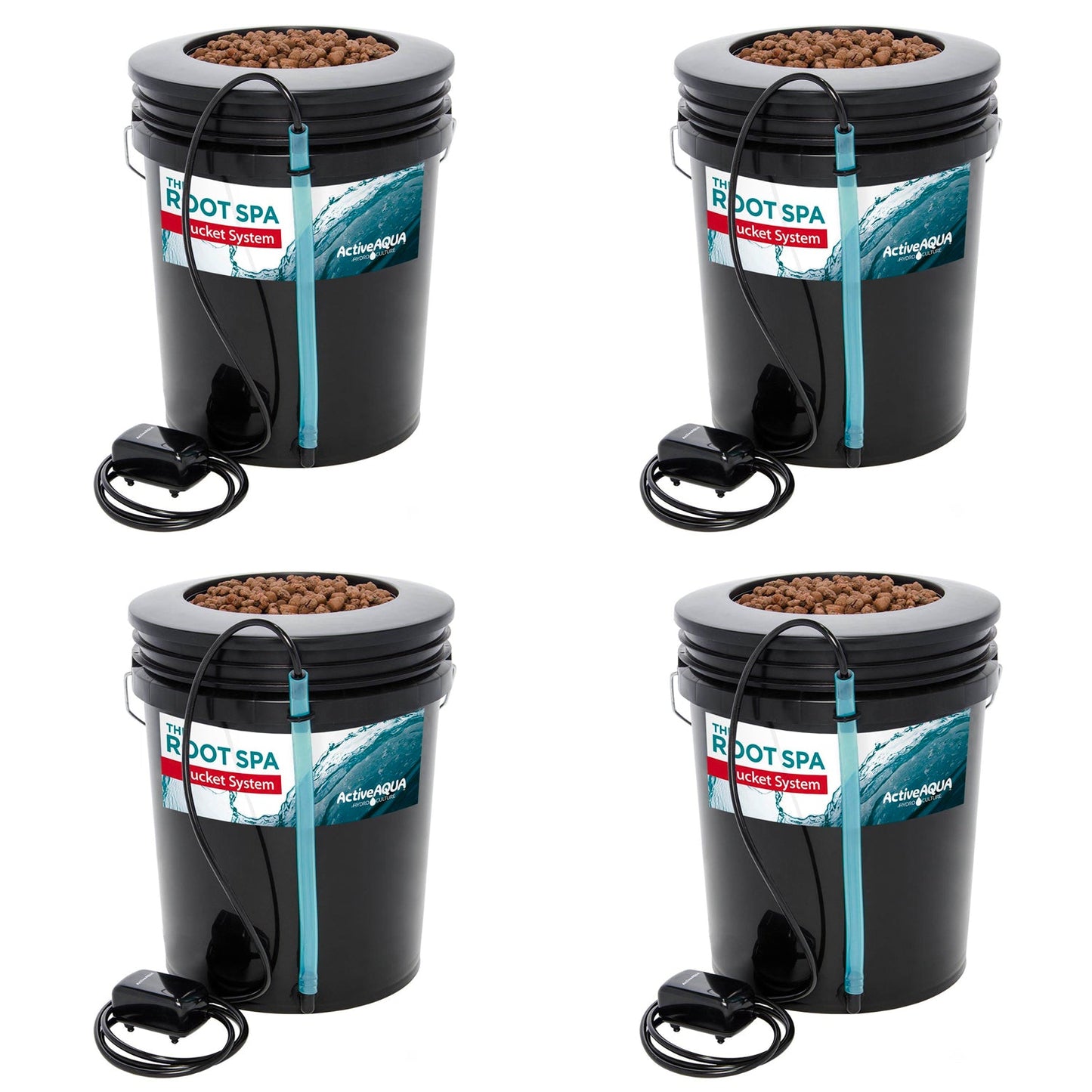 Active Aqua Root Spa 5 Gallon Hydroponic Bucket System Grow Kit (4 Pack)