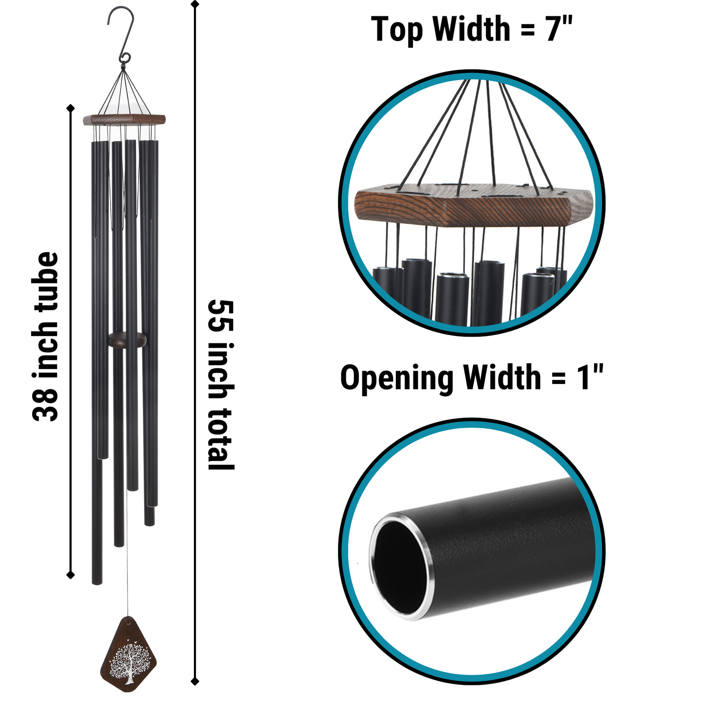 55" Large Deep Tone Memorial Wind Chimes, Sympathy Gift For Loss of Loved One - Tuned For Warmth