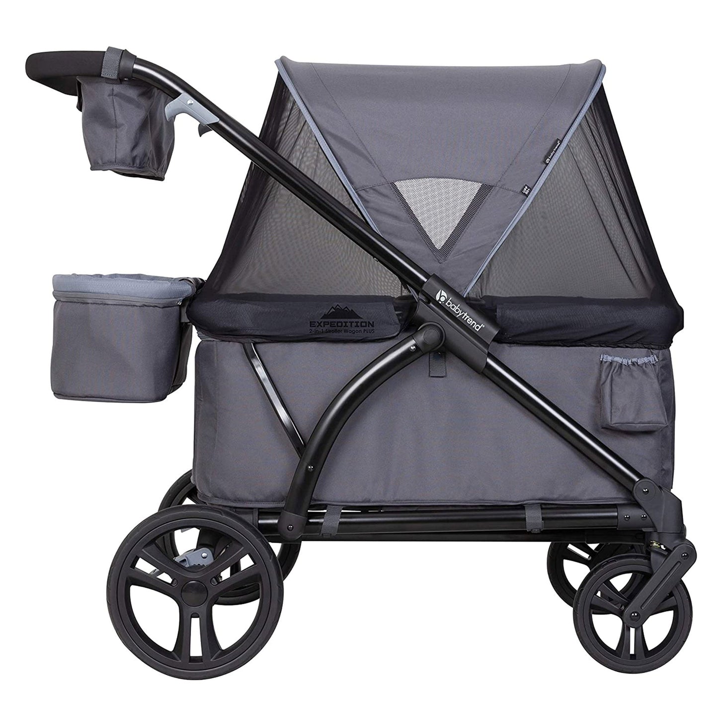 Baby Trend Expedition 2 in 1 Push or Pull Stroller Wagon Plus w/ Canopy, Grey