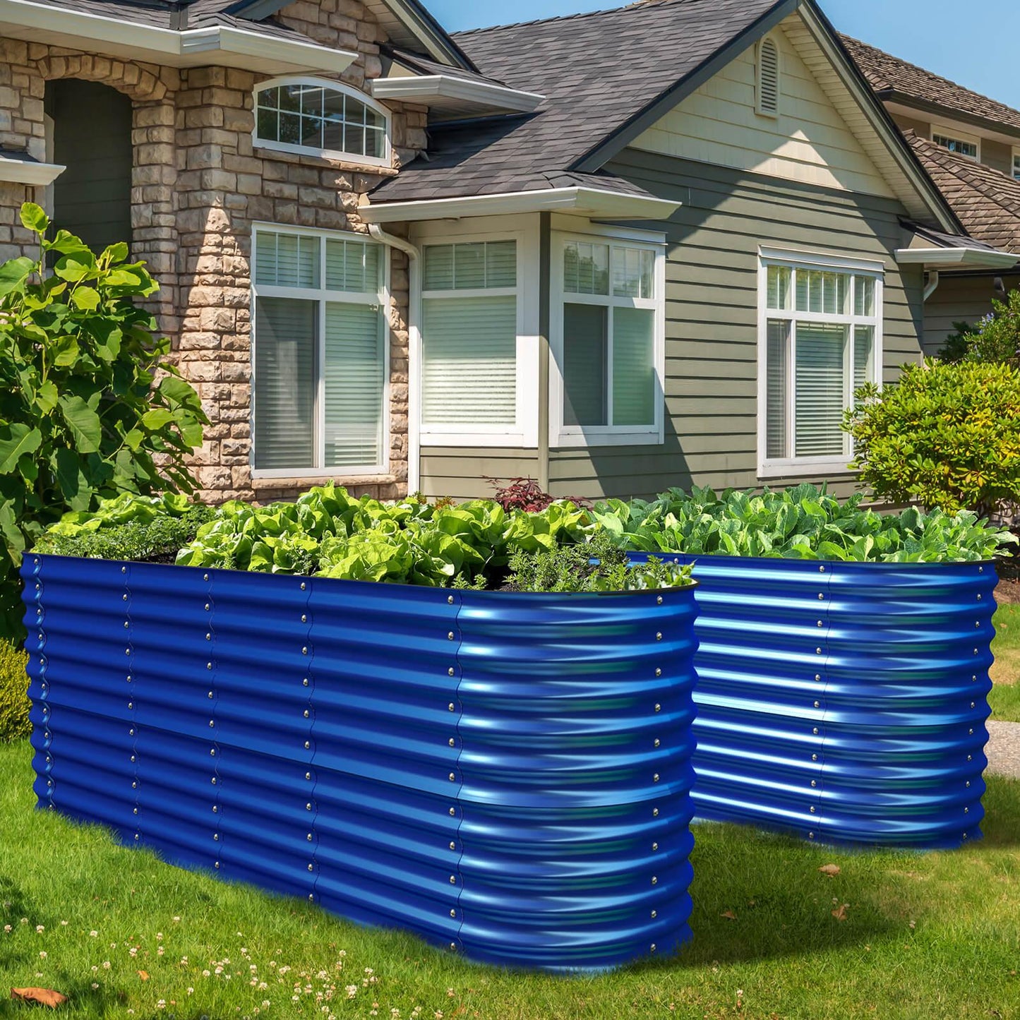 32" Tall, 12-in-1 Raised Garden Bed, in Cobalt Blue