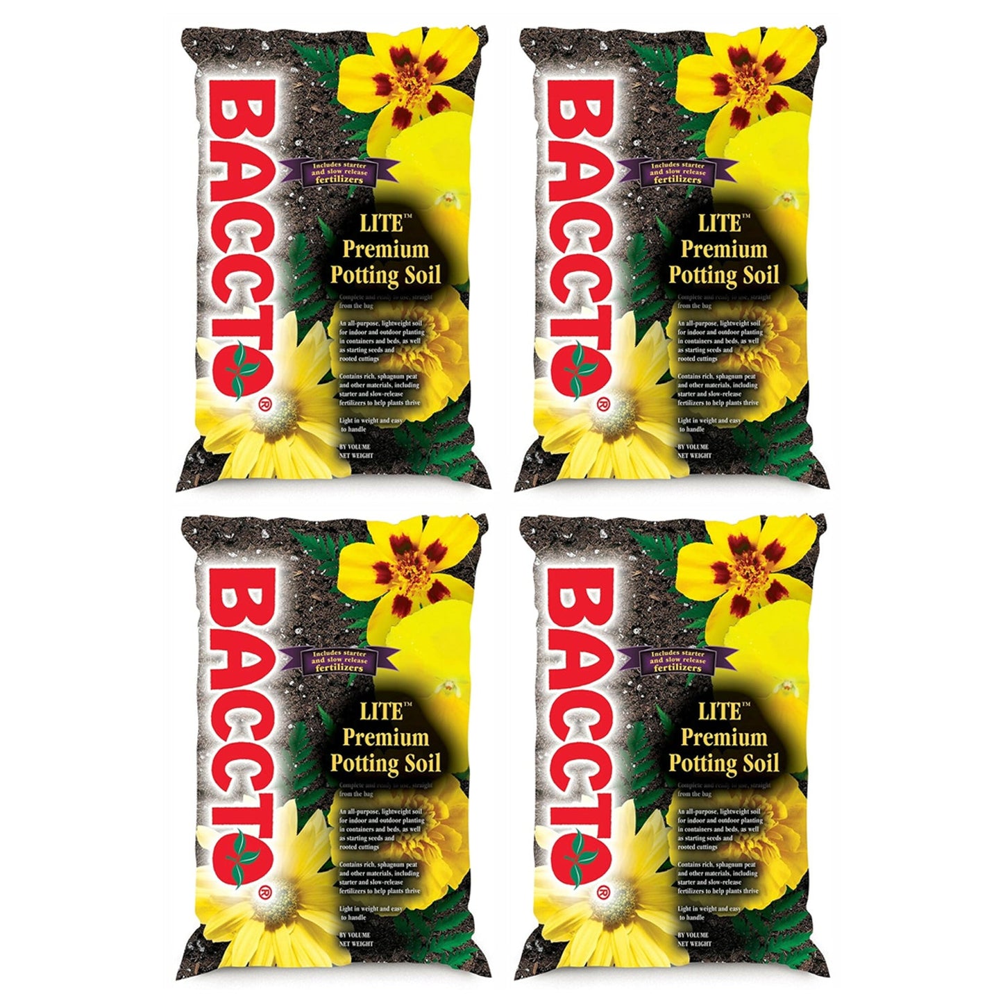 Michigan Peat 1420P Baccto Lite Premium Outdoor Potting Soil, 20 Quart (4 Pack)