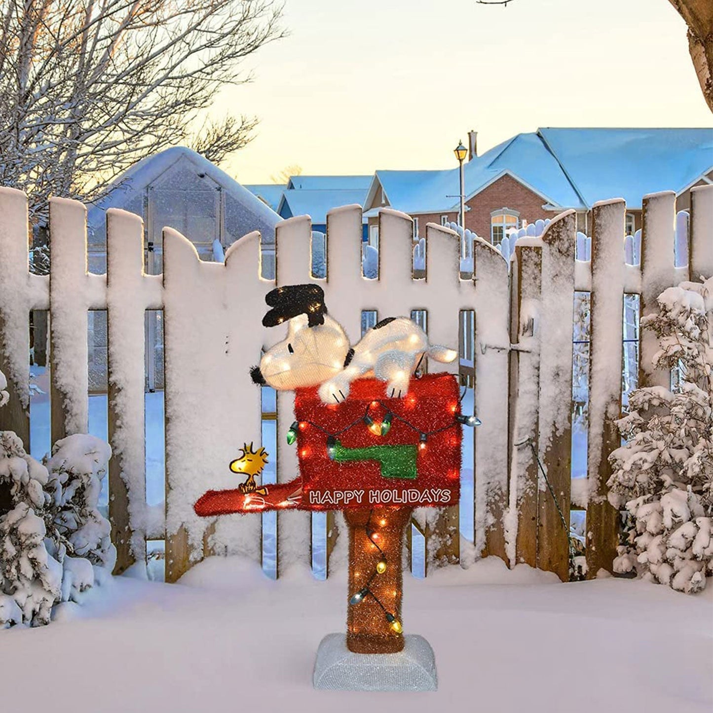 ProductWorks Peanuts 36in Snoopy on The Mailbox Prelit Christmas Yard Decoration