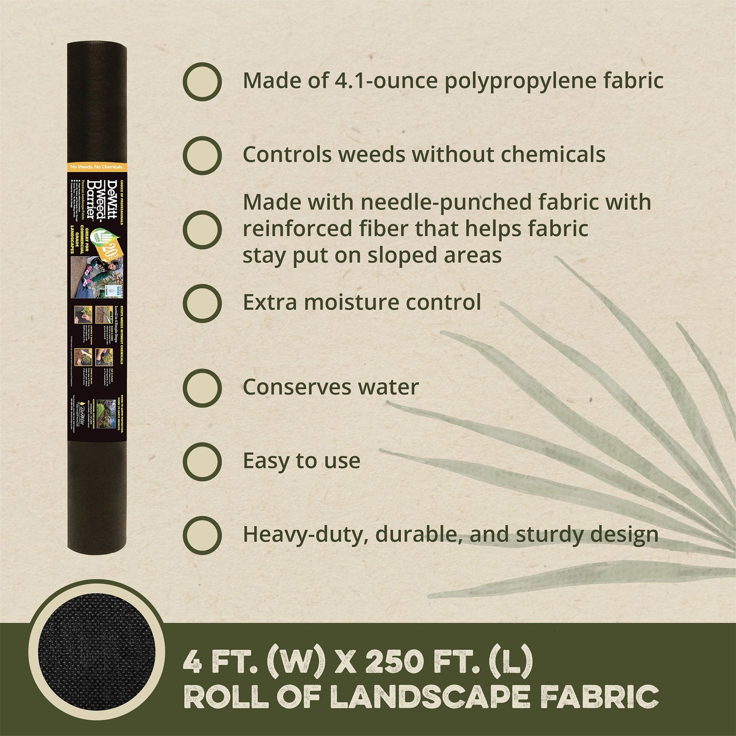 DeWitt 20 Year 4.1oz 4' x 250' Home & Commercial Landscape Weed Barrier Fabric