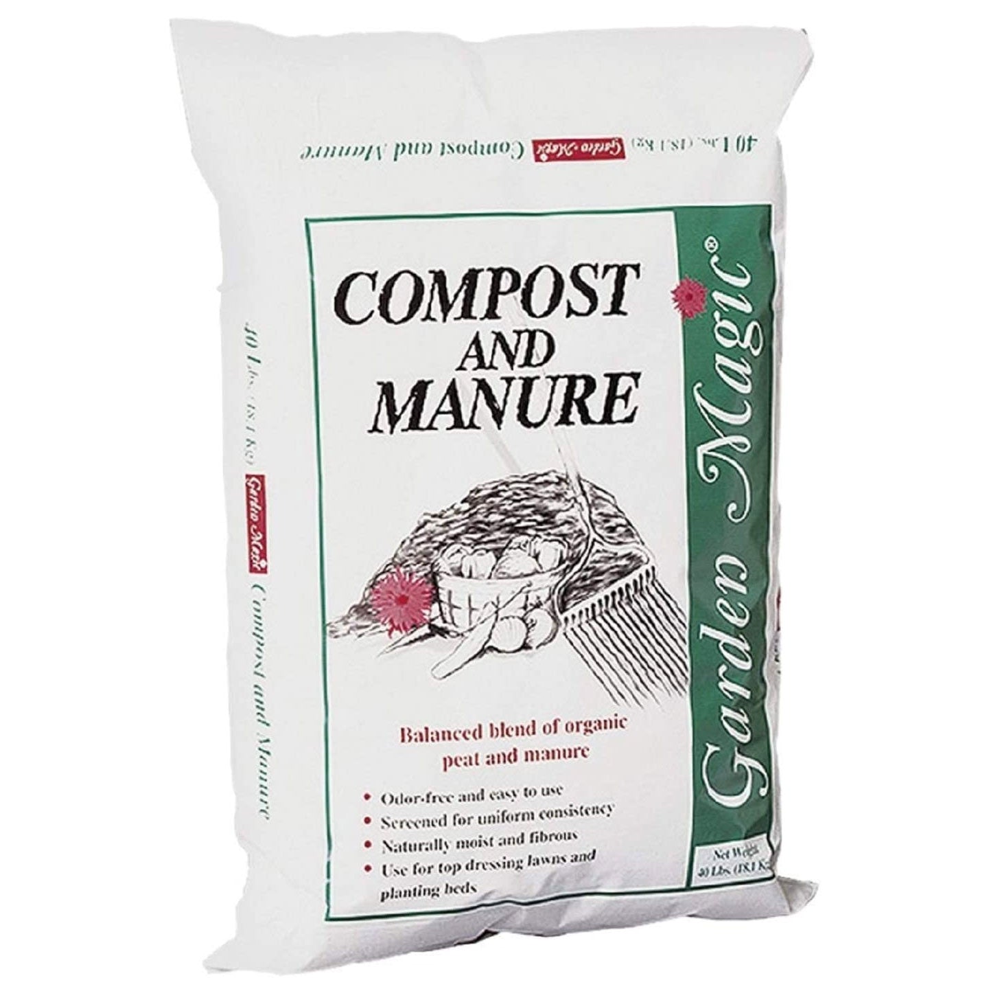 Michigan Peat 5240 Lawn Garden Compost and Manure Blend, 40 Pound Bag (2 Pack)