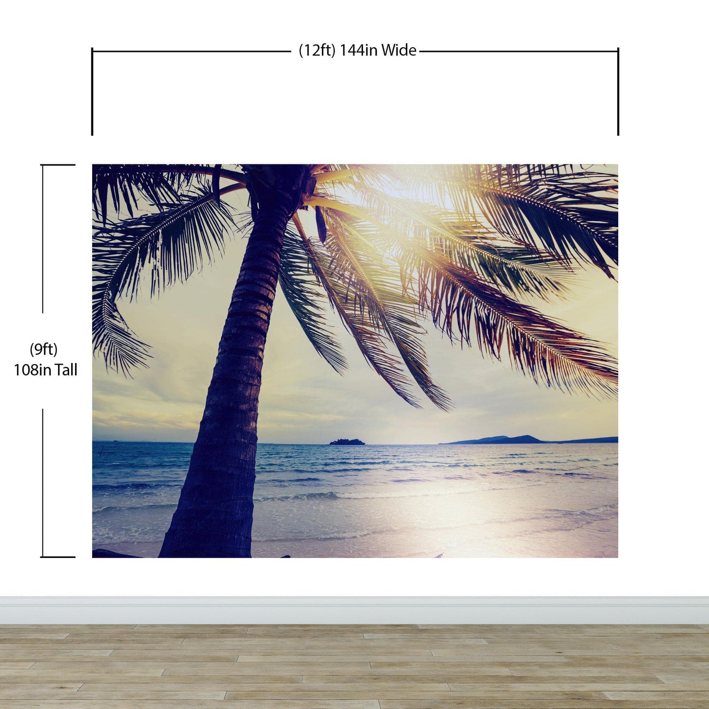 Beach Palm Tree Coastline Sunset Wall Mural #6040