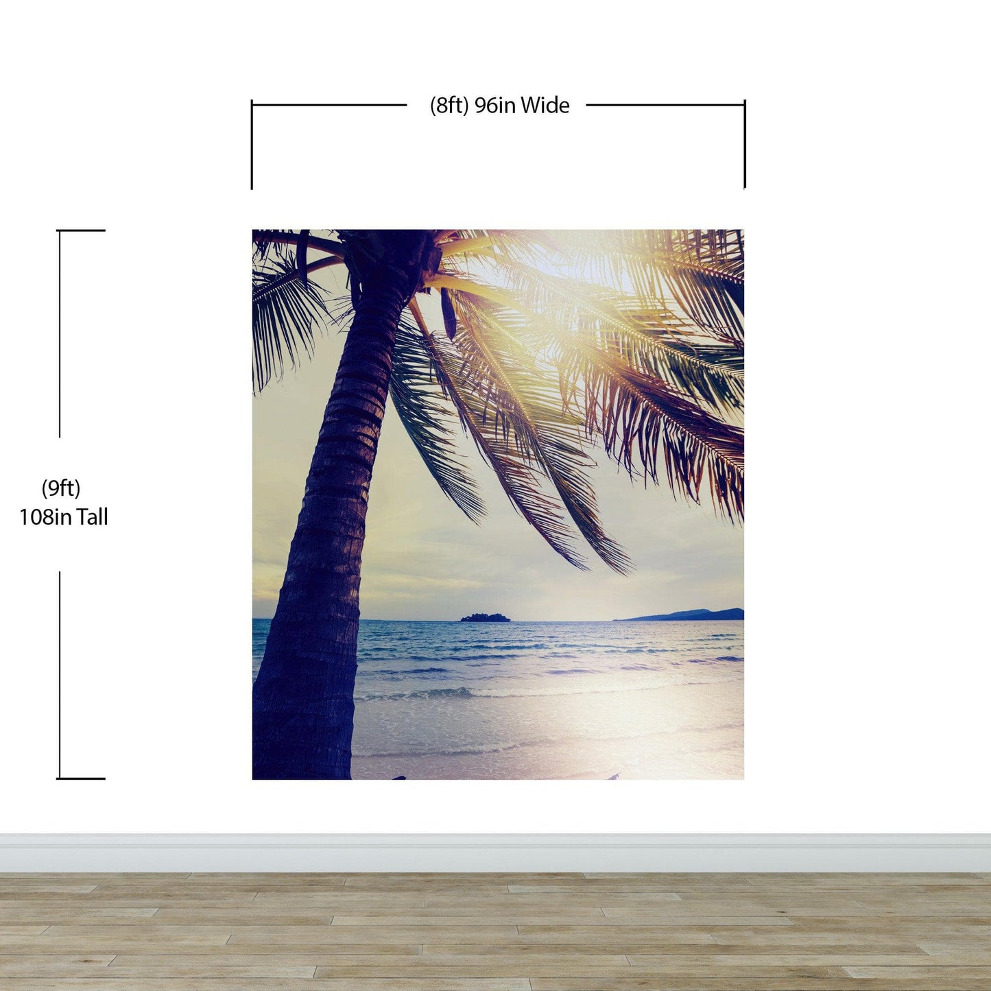 Beach Palm Tree Coastline Sunset Wall Mural #6040