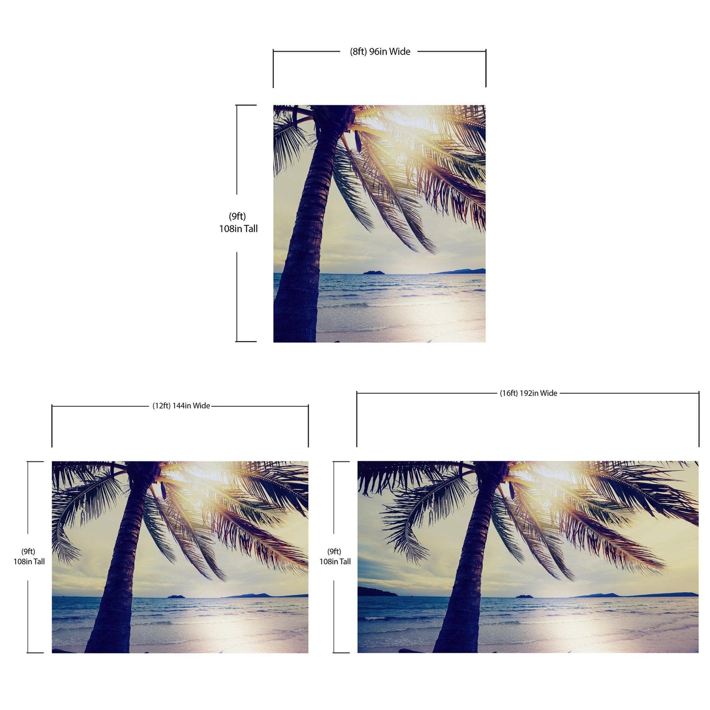 Beach Palm Tree Coastline Sunset Wall Mural #6040