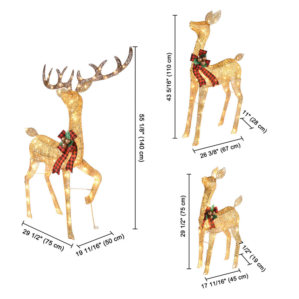 DIY Outdoor Lighted Reindeer Yard Decorations 3pcs