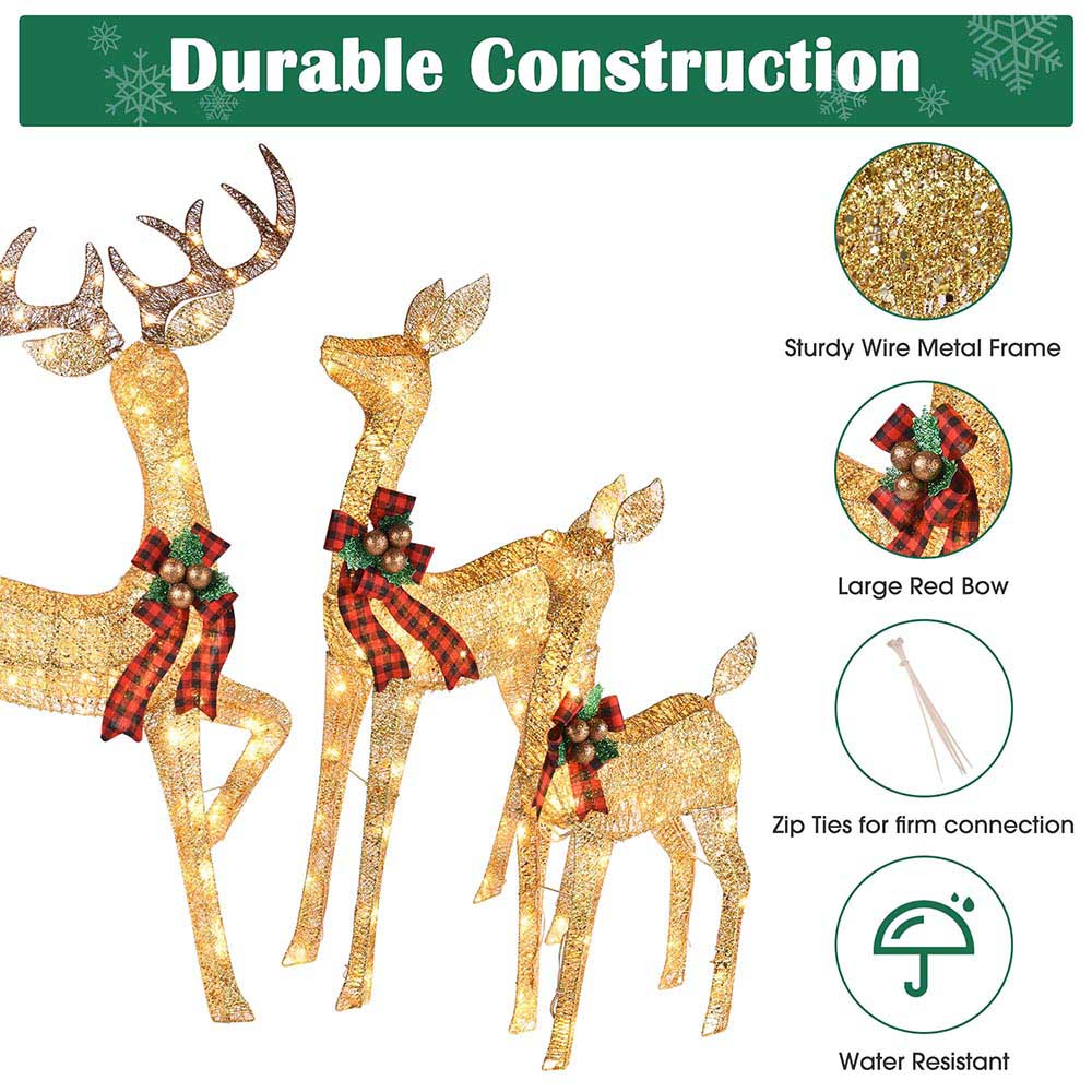 DIY Outdoor Lighted Reindeer Yard Decorations 3pcs