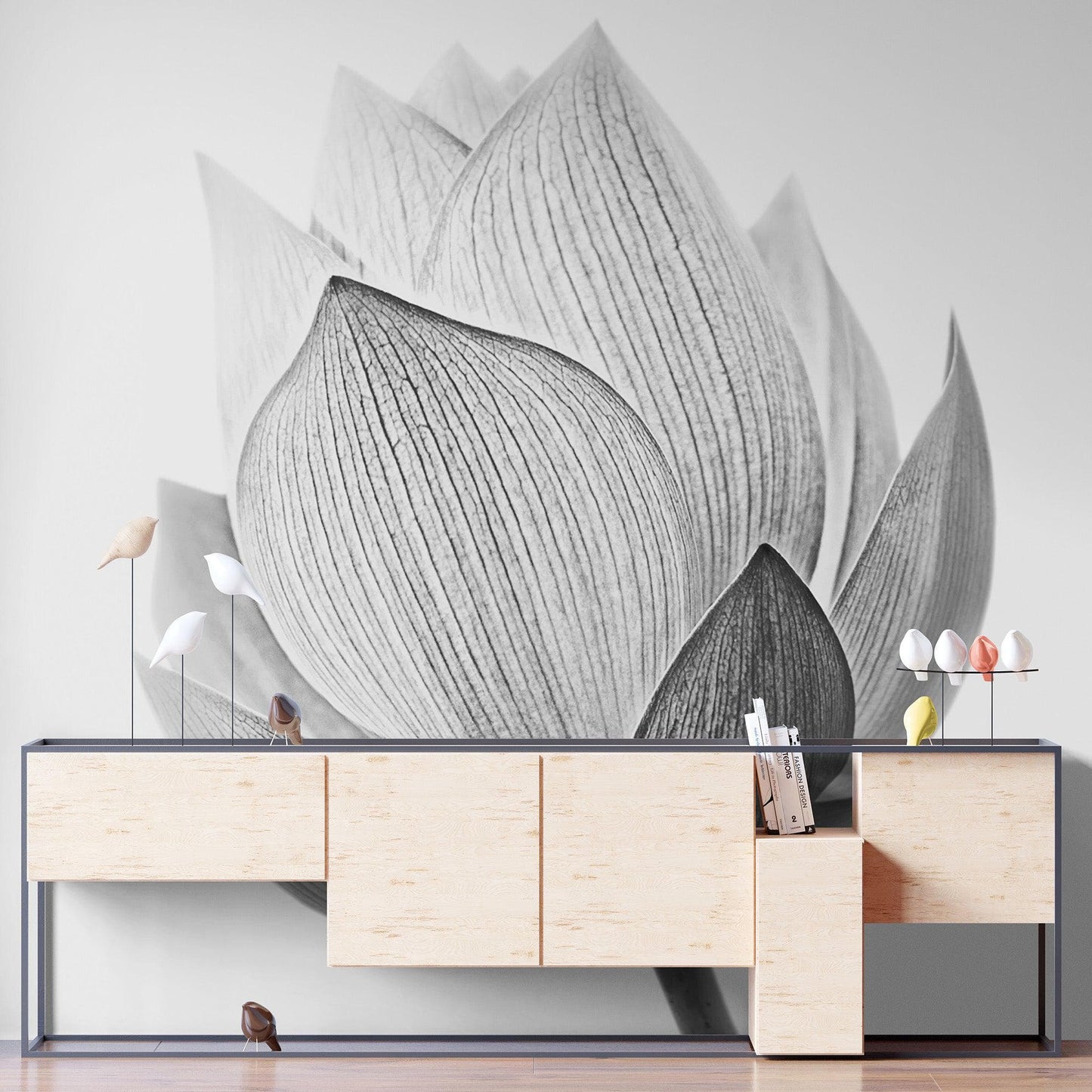 Black and White Lotus Flower Wall Mural #6116