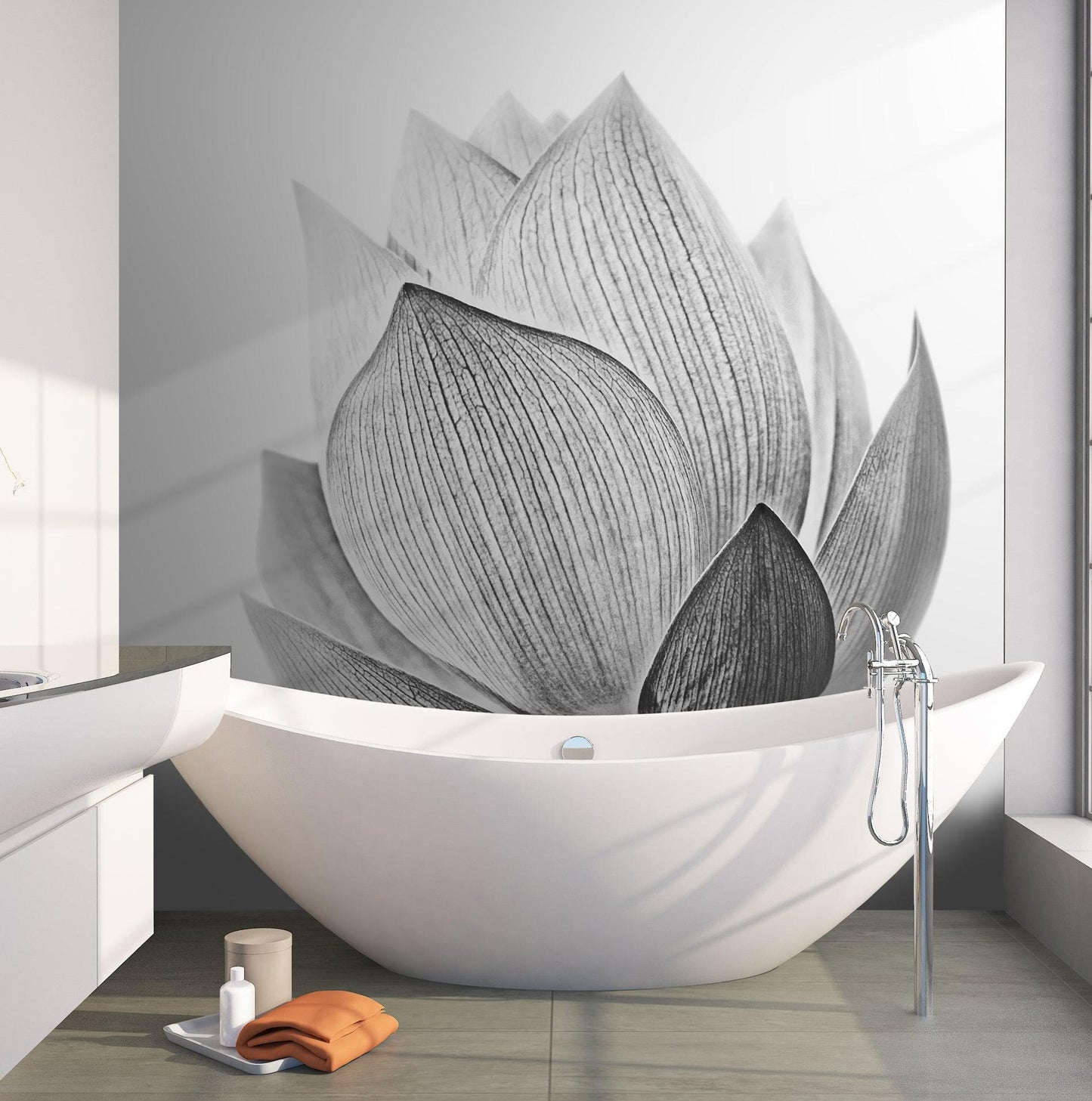 Black and White Lotus Flower Wall Mural #6116