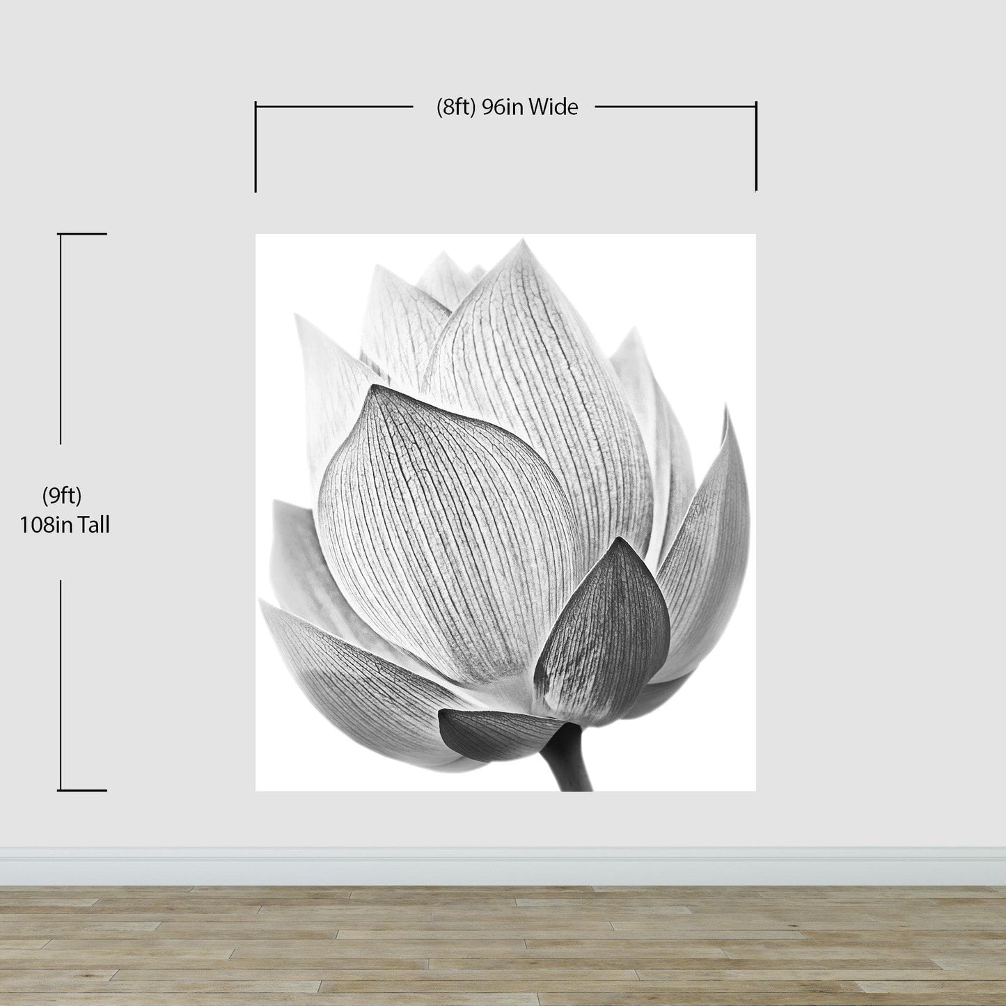 Black and White Lotus Flower Wall Mural #6116