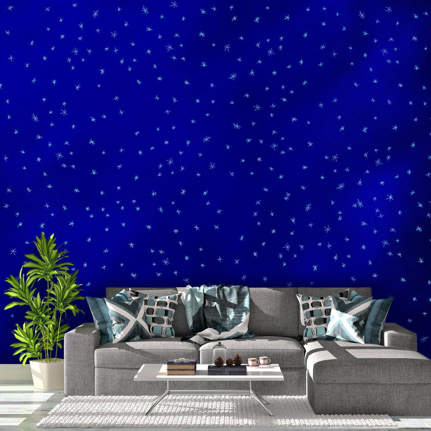 Starry Night on a Deep Blue Midnight Sky Wall Mural Decal. #6198