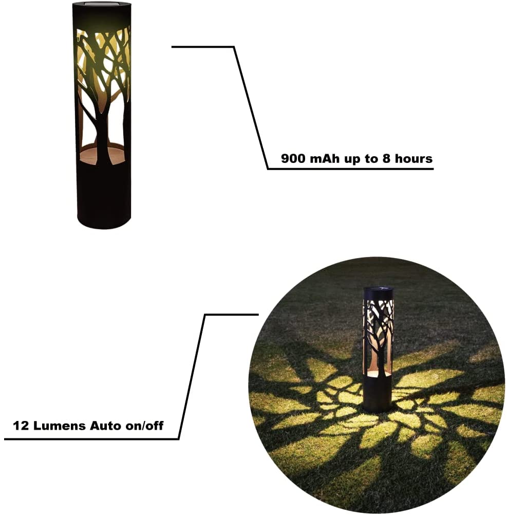 SmartYard 10-Lumen Solar Bollard Light with Tree Design LED 2-Pack