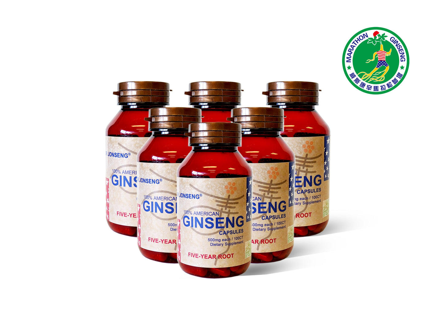 620-100 Dr Jonseng 100% American Ginseng Capsules - 50g (100 Count)