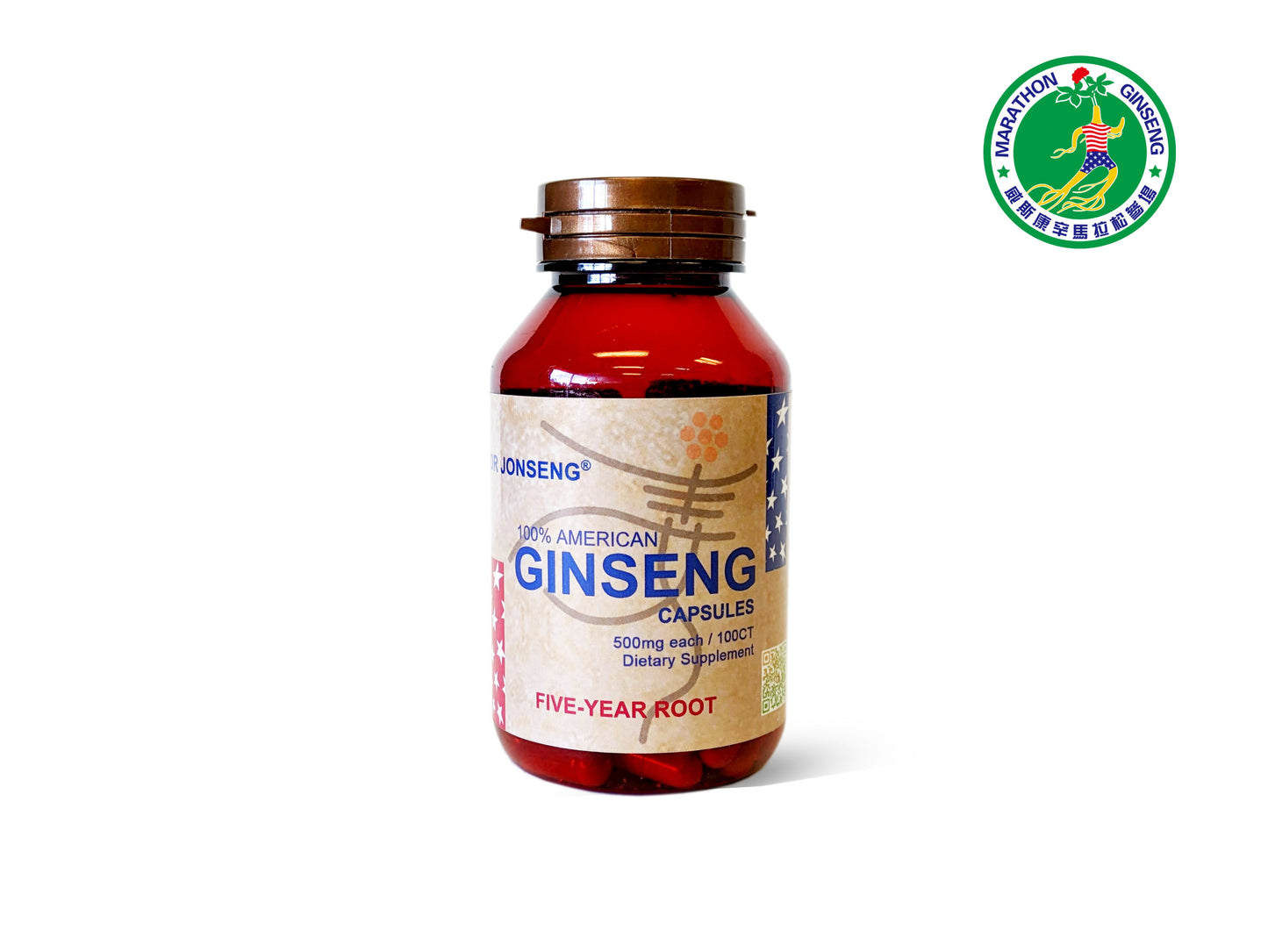 620-100 Dr Jonseng 100% American Ginseng Capsules - 50g (100 Count)