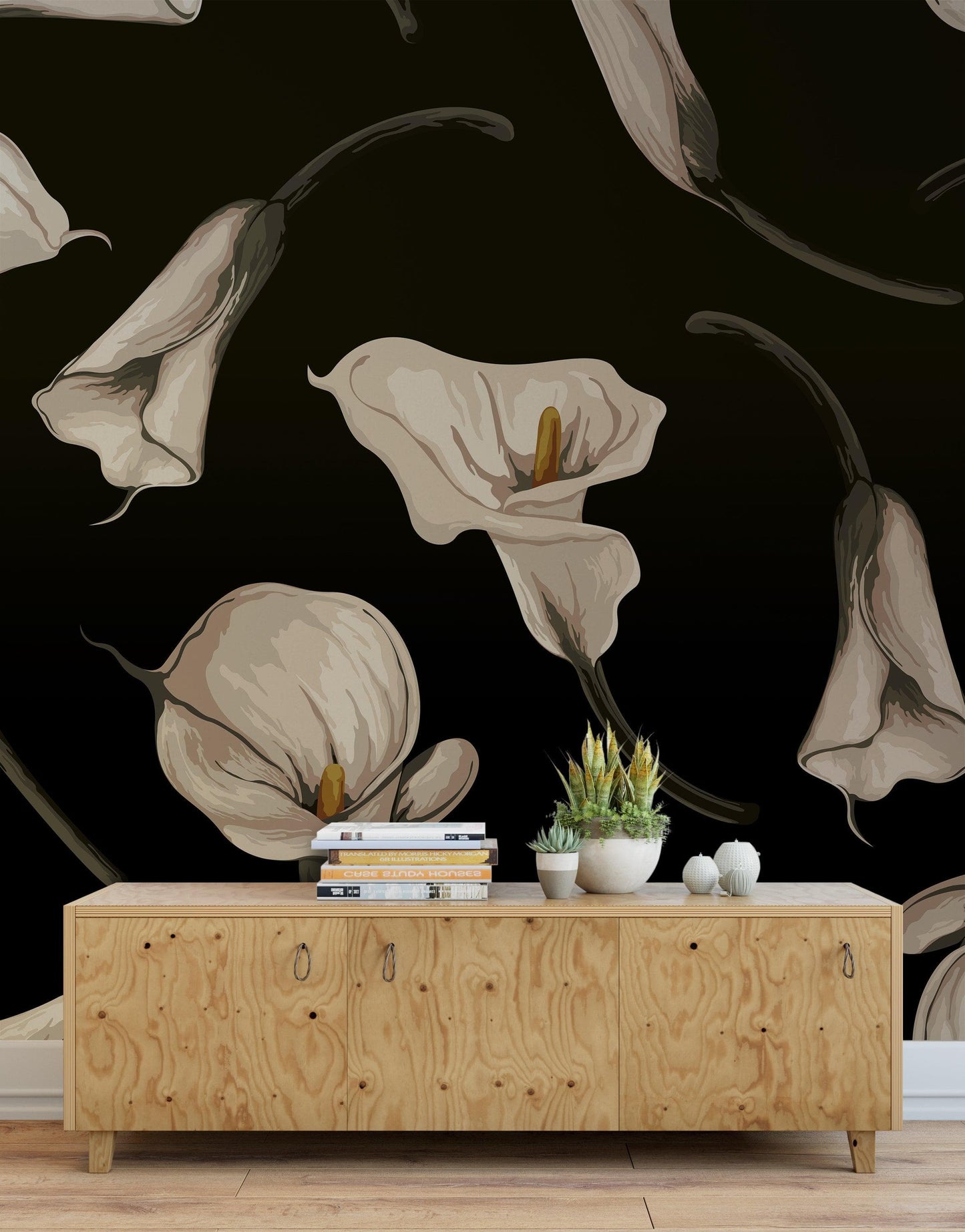 Elegant Rustic Tulip Flower Peel and Stick Wallpaper | Removable Wall Mural #6216